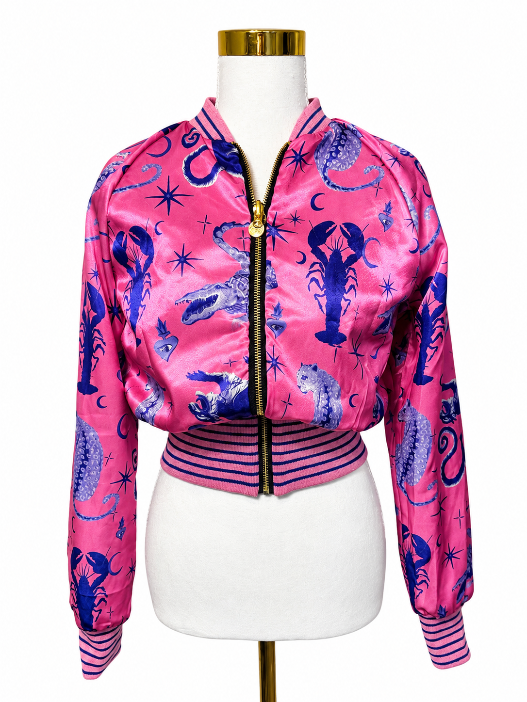 Small Black & Blue Brocade