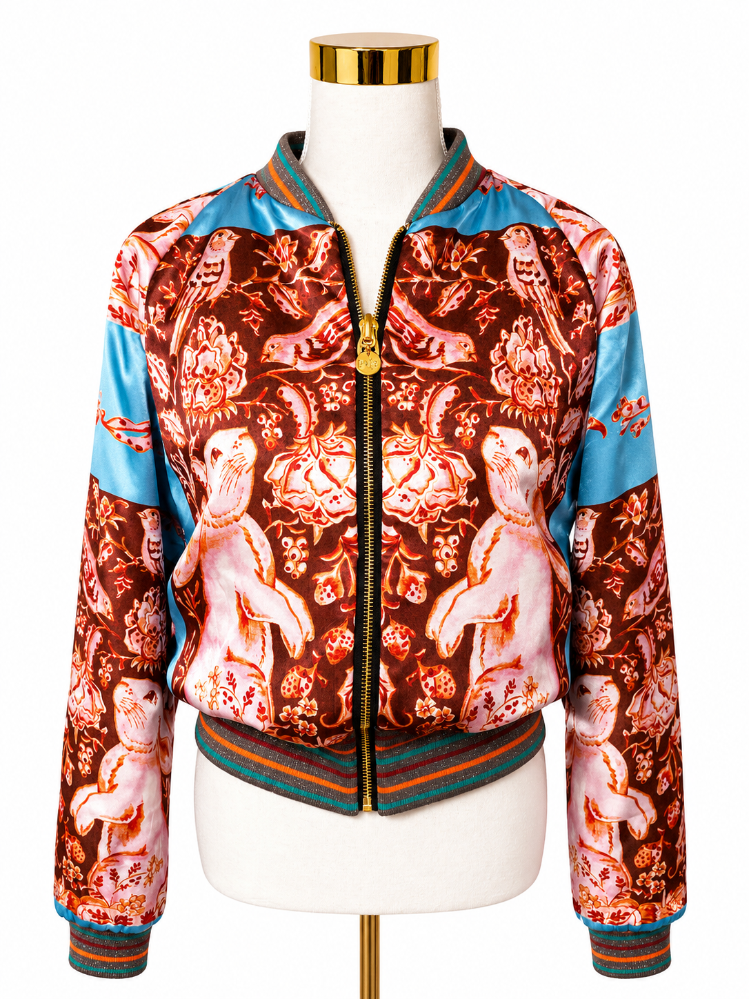 Large Gold & White Brocade Bomber