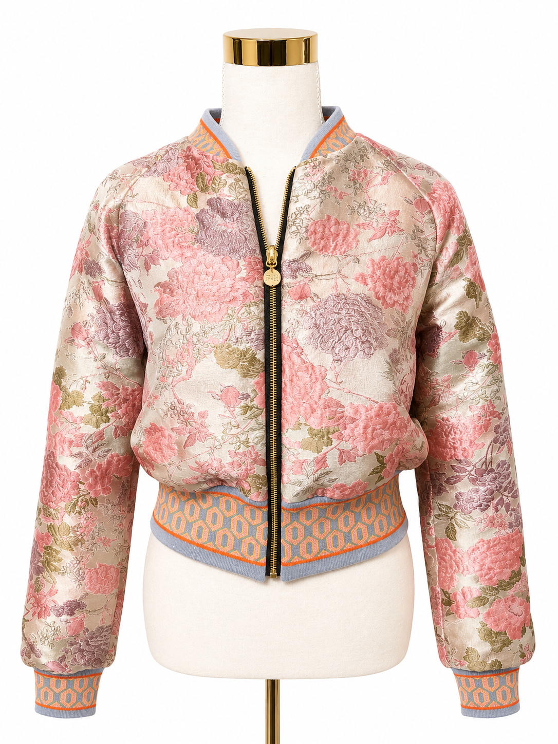 Medium Pink Floral Brocade Bomber