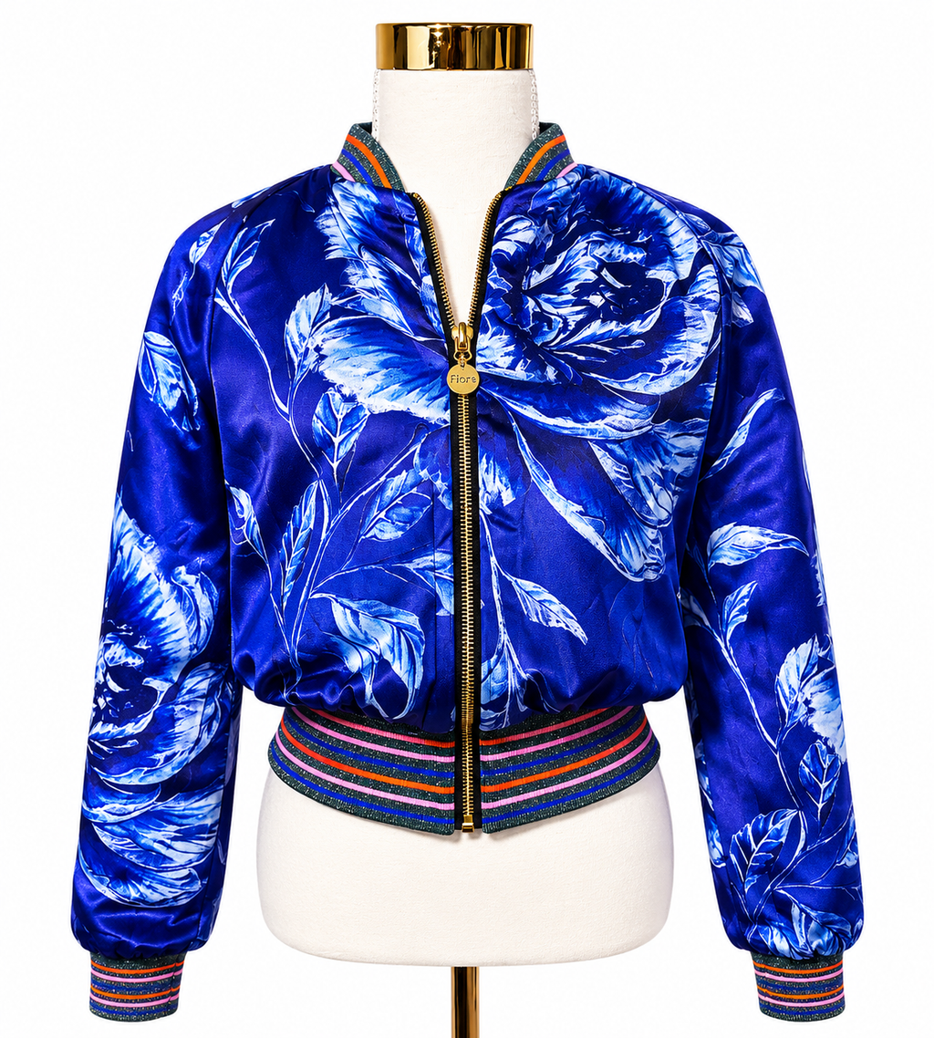Medium Green Quilted Velvet Bomber