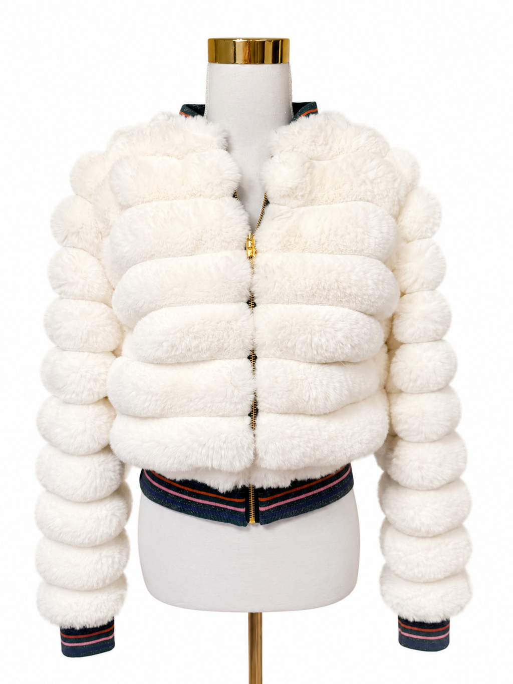 Large White Fur Bomber