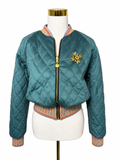 Medium Teal Quilted Velvet Bomber