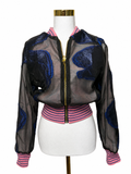 Small Black & Blue Brocade