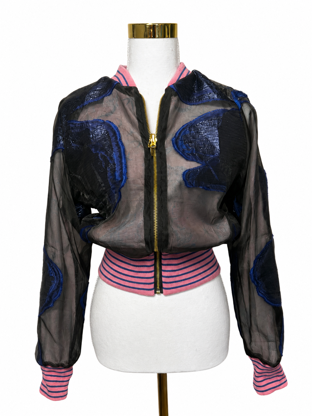Small Black & Blue Brocade